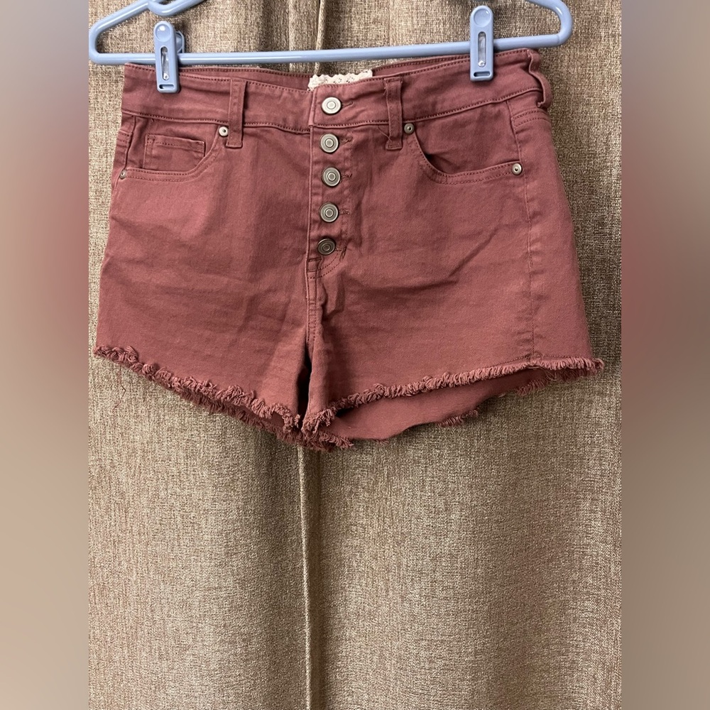 Altar'd State High Waist Button-Up Shorts - Mauve